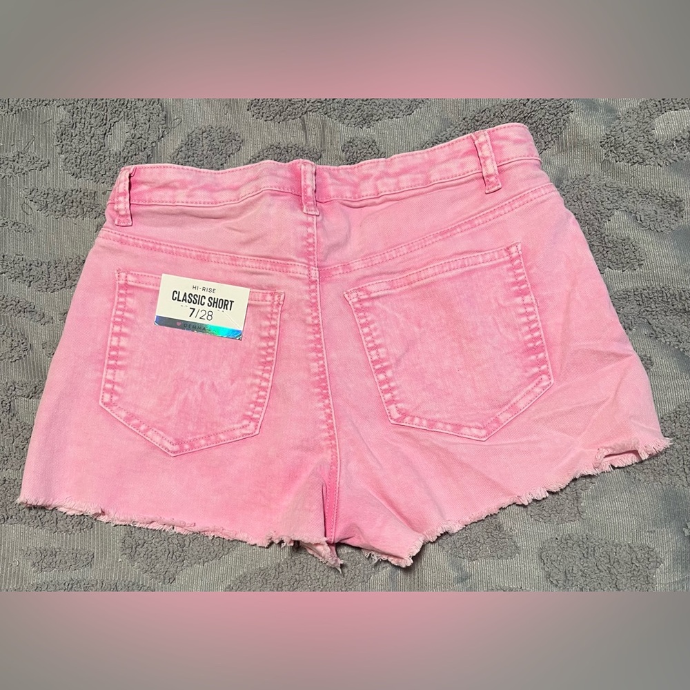 Gemma Rae Hi Rise Super Stretch Pink Denim Shorts Size 7 (28) - Picture 2 of 3